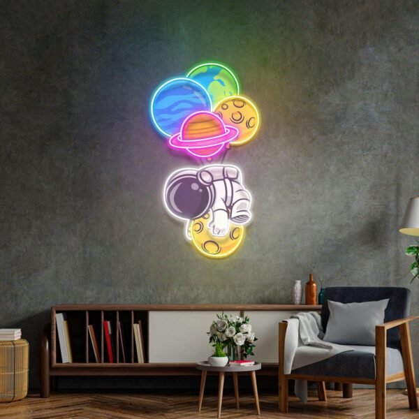 Astronaut Hugging Planet Led Neon Acrylic Artwork