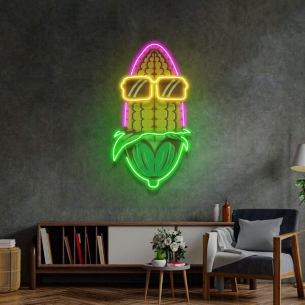Corn Using Glasses LED Neon Sign Light Pop Art